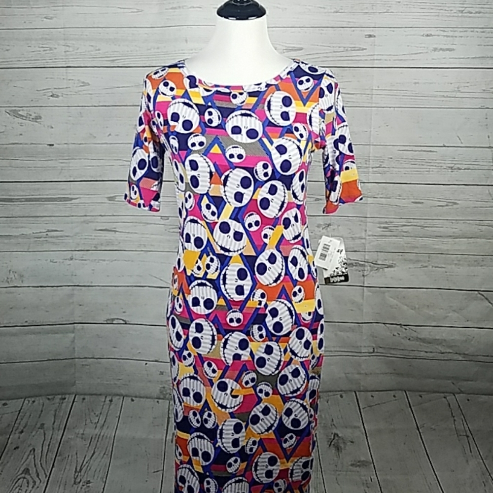 Lulalroe Julia Disney Jack Skellington dress.